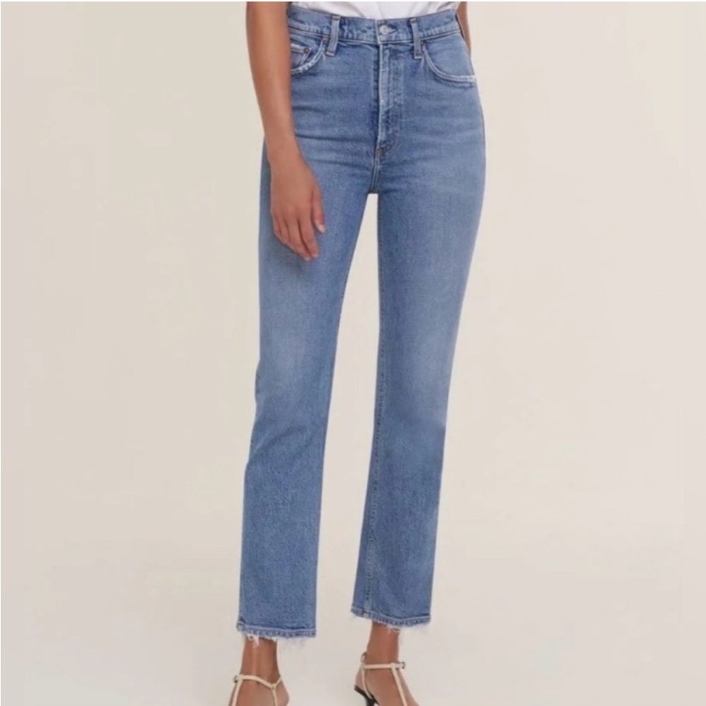 Womens Agolde Wilder Straight Leg Denim Jeans Size 26 Medium Wash
